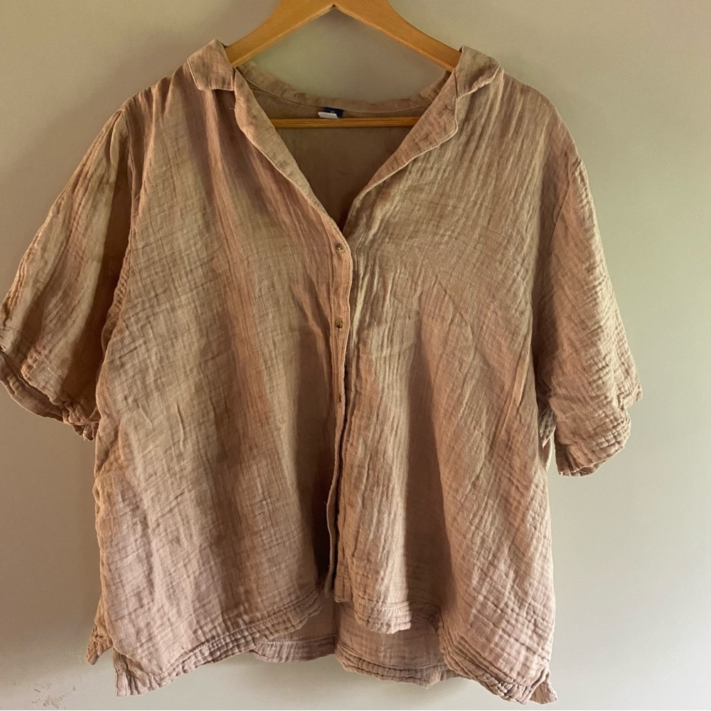 Natural Dye 100% Cotton Button-Front Top